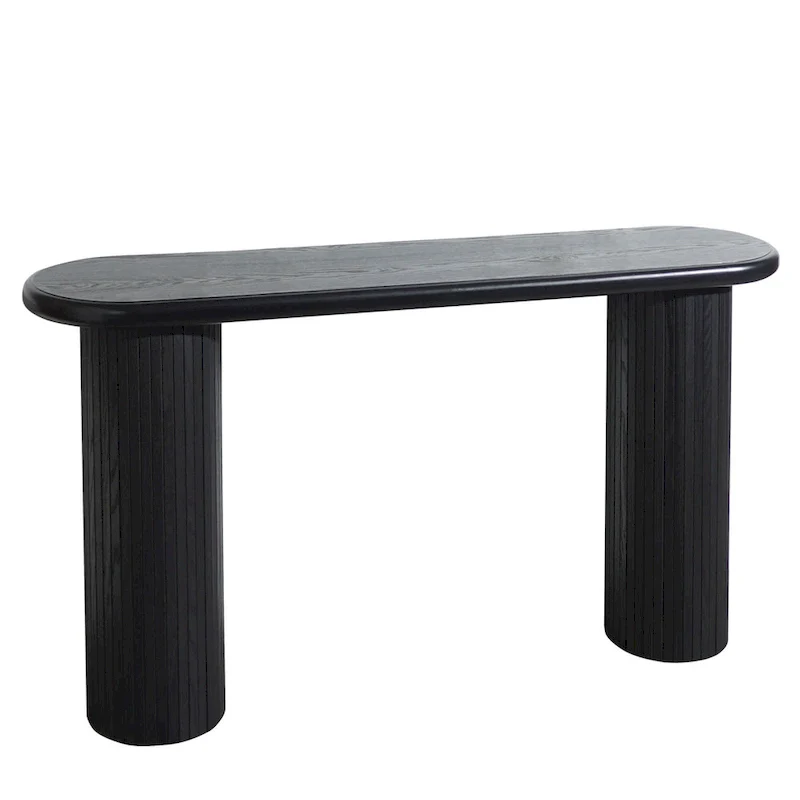 60 Wood Console Table with Ribbed Legs