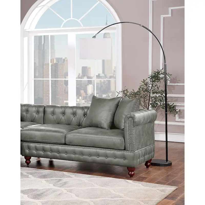 Reversible One Arm Loveseat Dark Coffee Breathable Leatherette Tufted 1Pc Couch Living Room Furniture