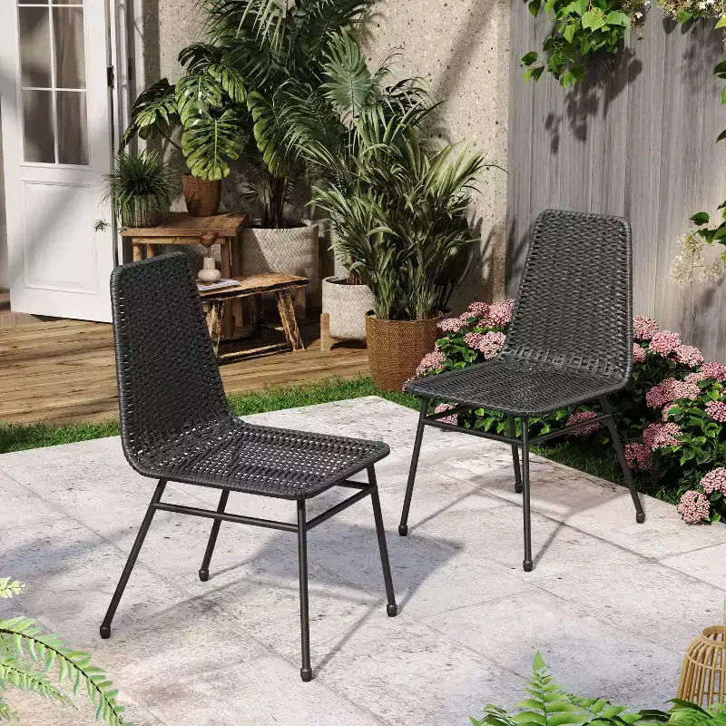 Christopher Knight Home Wtroup Rattan Webbing Iron Frame Dining Chair