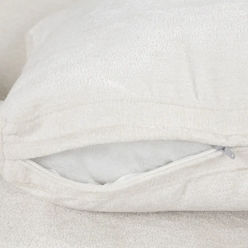 White 35.4  Velvet Arm Chair with Rubber Wood Frame