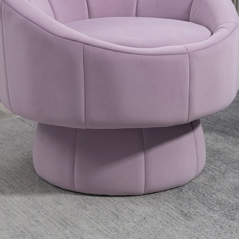 Modern 28.75 Velvet Upholstered 360 Swivel Accent Chair with Wood Frame and Waist Cushion