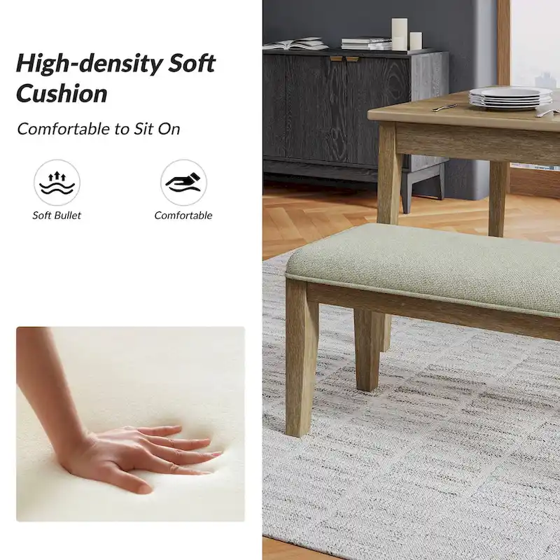 Sandra Rustic Farmhouse Design Solid Wood Dining Bench by HULALA HOME