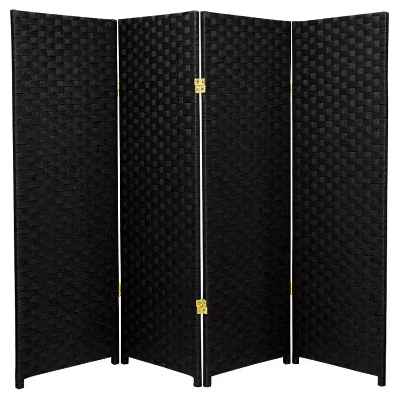 4 ft. Tall Woven Fiber Room Divider (4 Panels) - Oriental Furniture