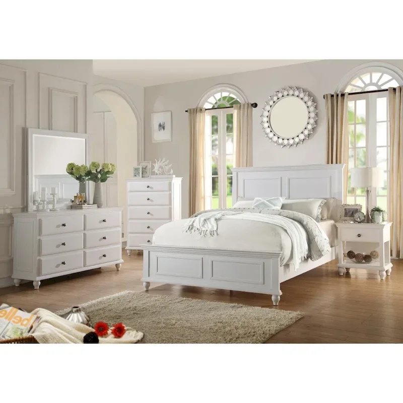 Captivating E.King Wooden Bed, White