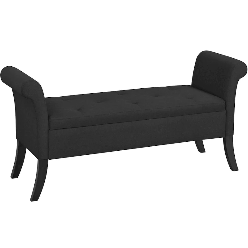 Modern Fabric Tufted Storage Bench with Cushioned Ottoman