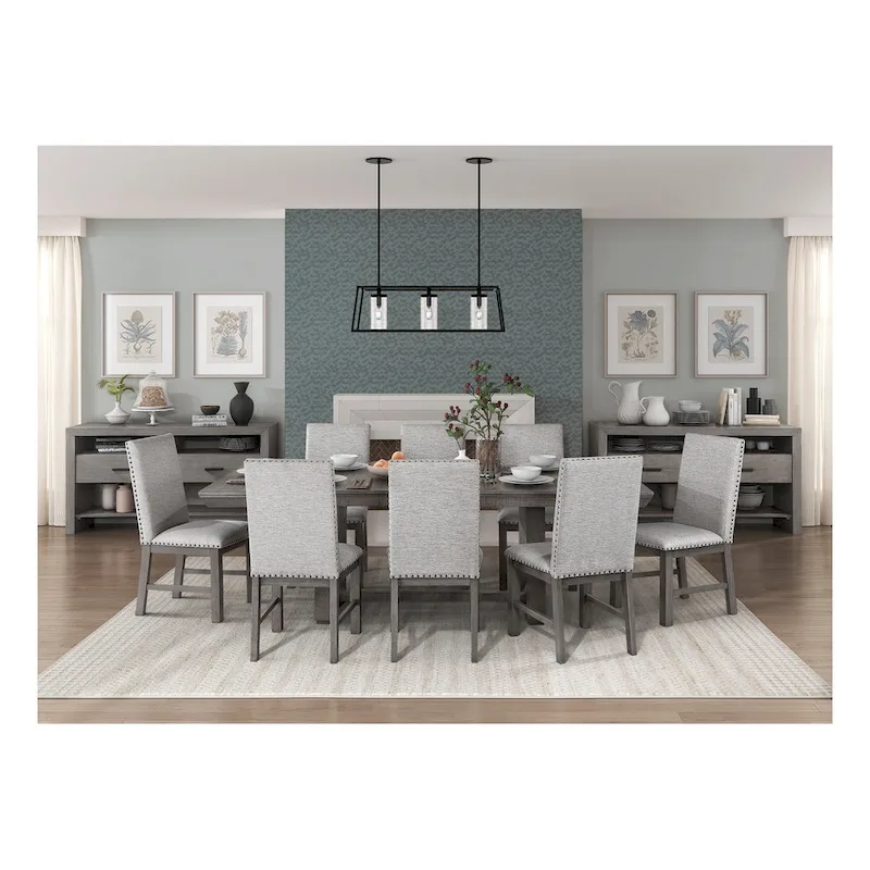 Ferrara Gray Rustic Modern Fabric Dining Room Set