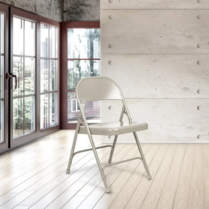 Hampden Furnishings Bernadine Collection Metal Round-Backed Folding Chair, Pack of 4