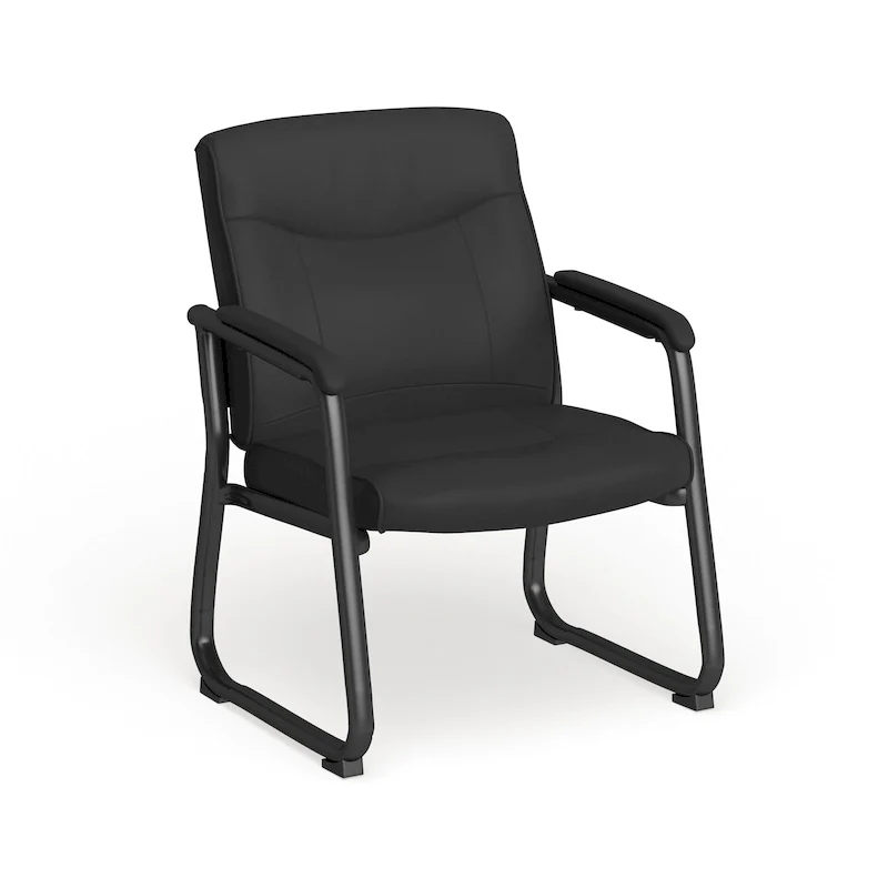 Black LeatherSoft Executive Side Chair – Sled Base, Big & Tall, Single Use