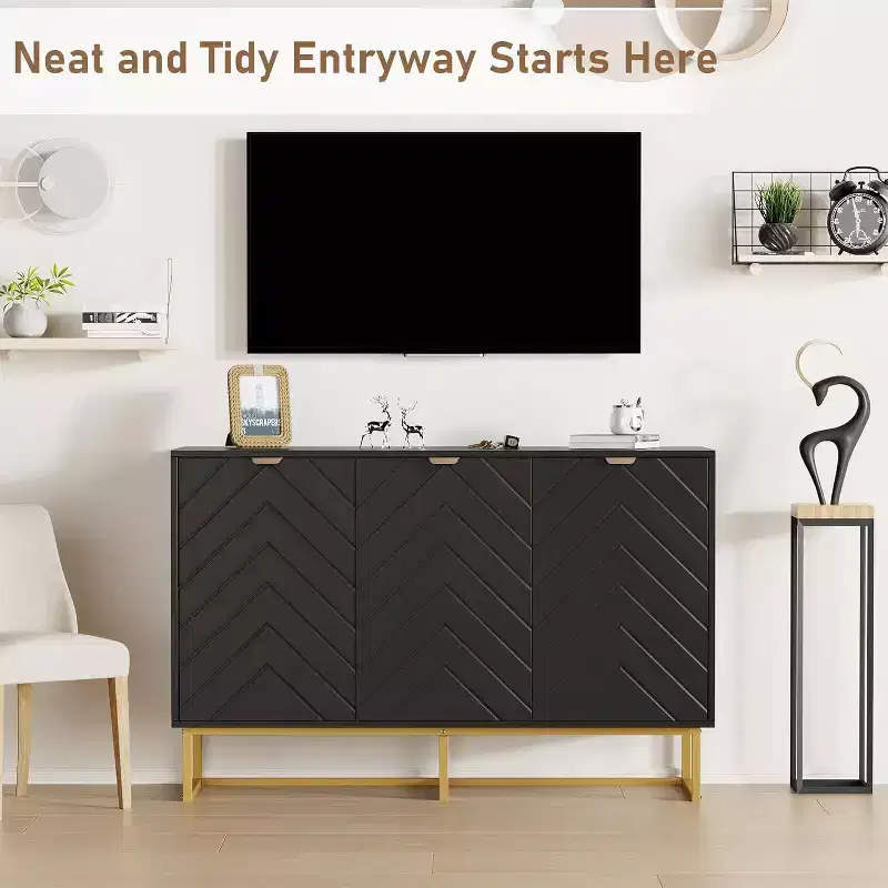 Modern Sideboard Buffet Cabinet, Wood Storage Cabinet with Adjustable Shelf, Console Table with Door for Dining Room Living Room Entryway