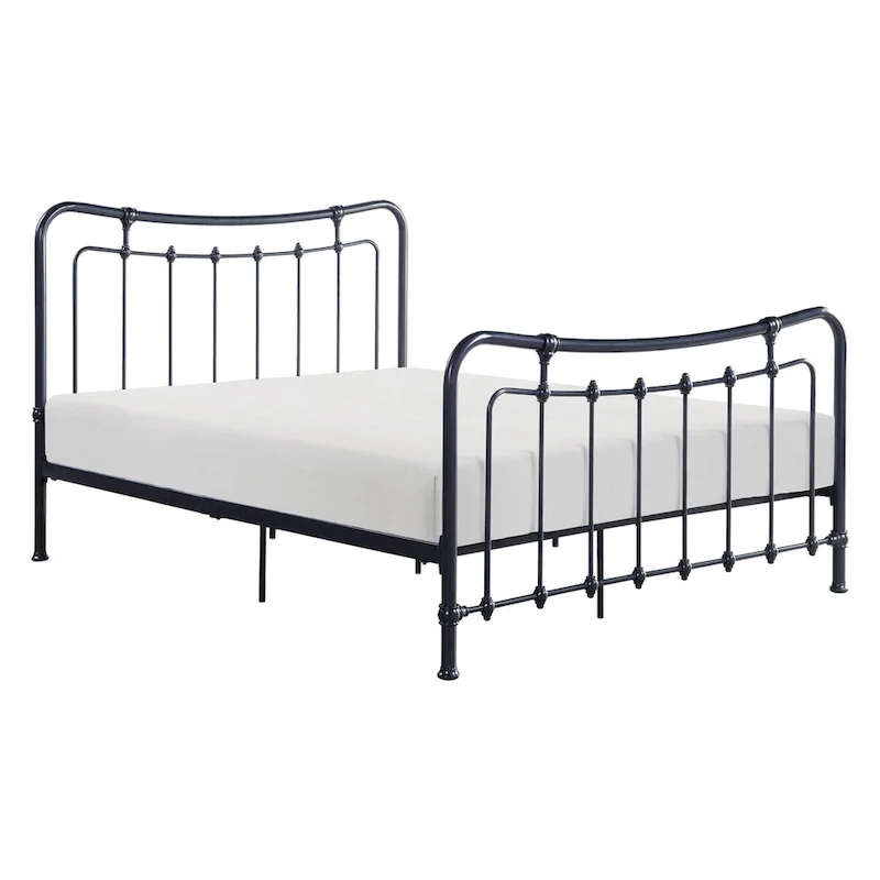 Engel Full Size Bed, Metal Spindle Frame in Gray Finish, Traditional Style