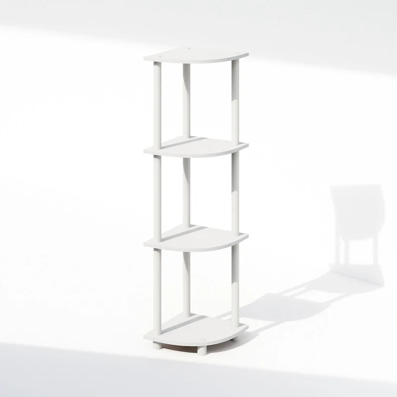 White/White 4-Tier Corner Display Shelf, 1-Person Assembly