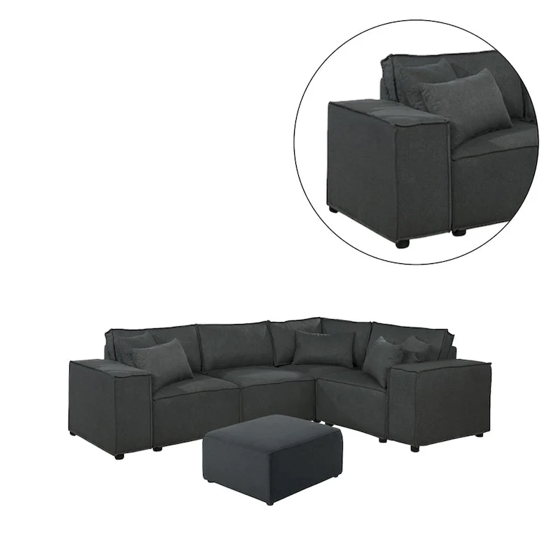 Modular Sectional Sofa with Ottoman