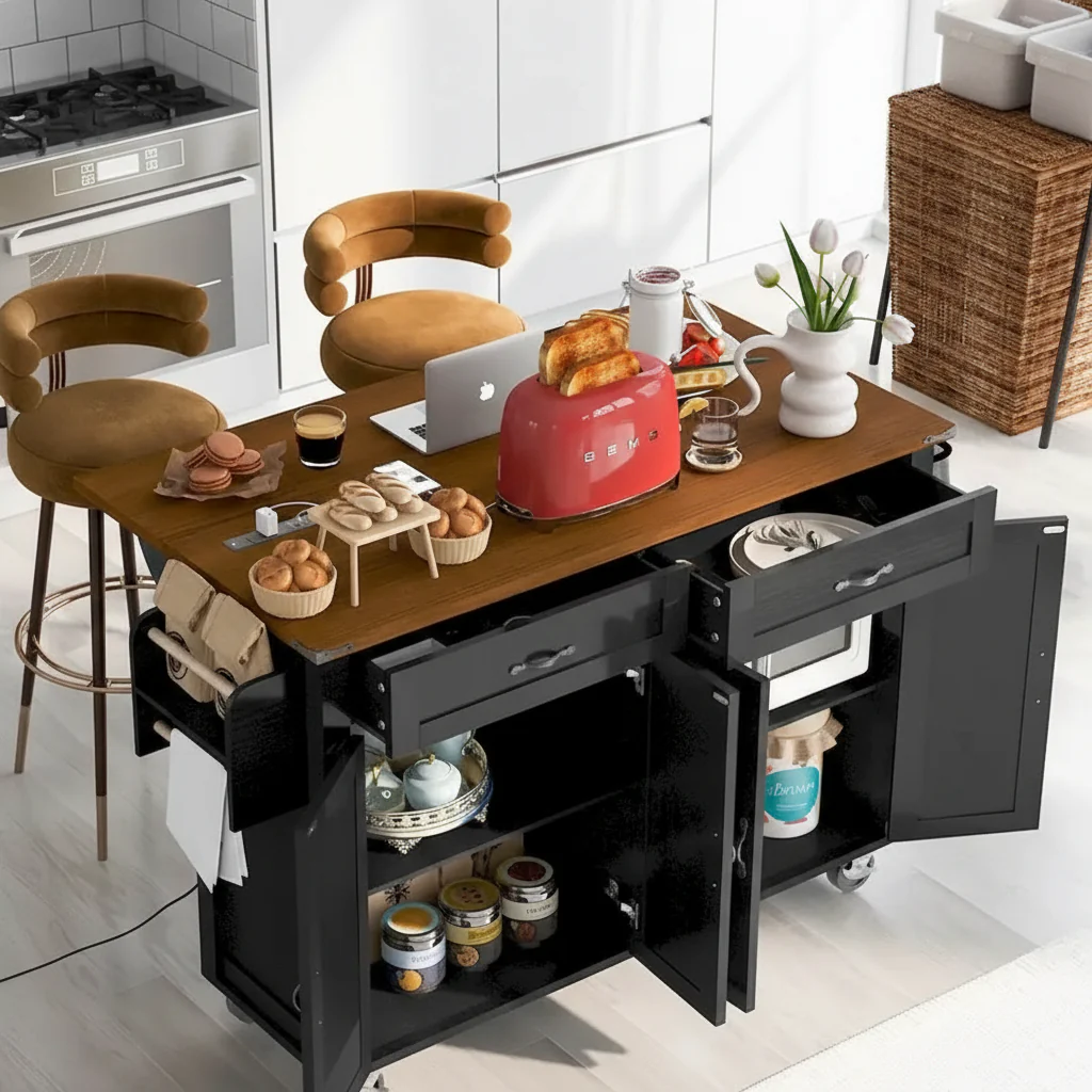 53.5Farmhouse Kitchen Island with Power Outlet