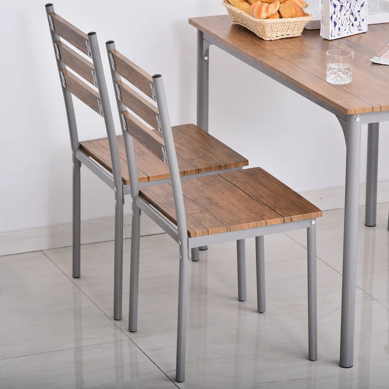 HOMCOM Modern 5-Piece Wooden Dining Kitchen table set 1 Table 4 Chairs Metal legs