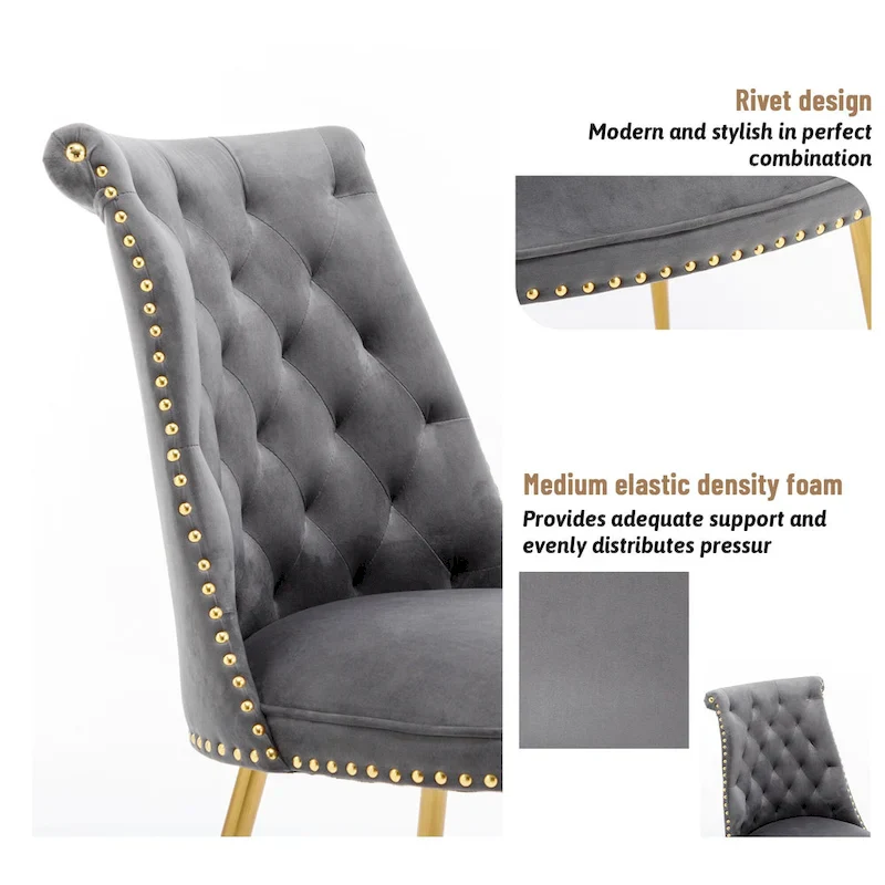 Clihome Modern Velvet Upholstered Featured Dining Chairs (Set of 2)