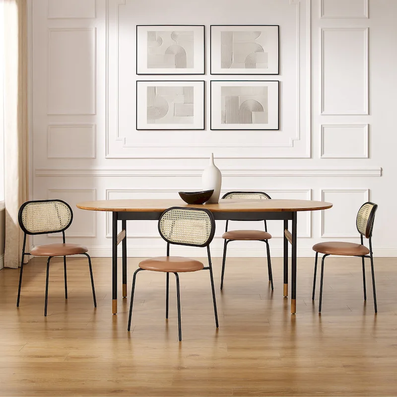 Art Leon Cane Back Faux Leather Upholstered Dining Chair (Set of 2)