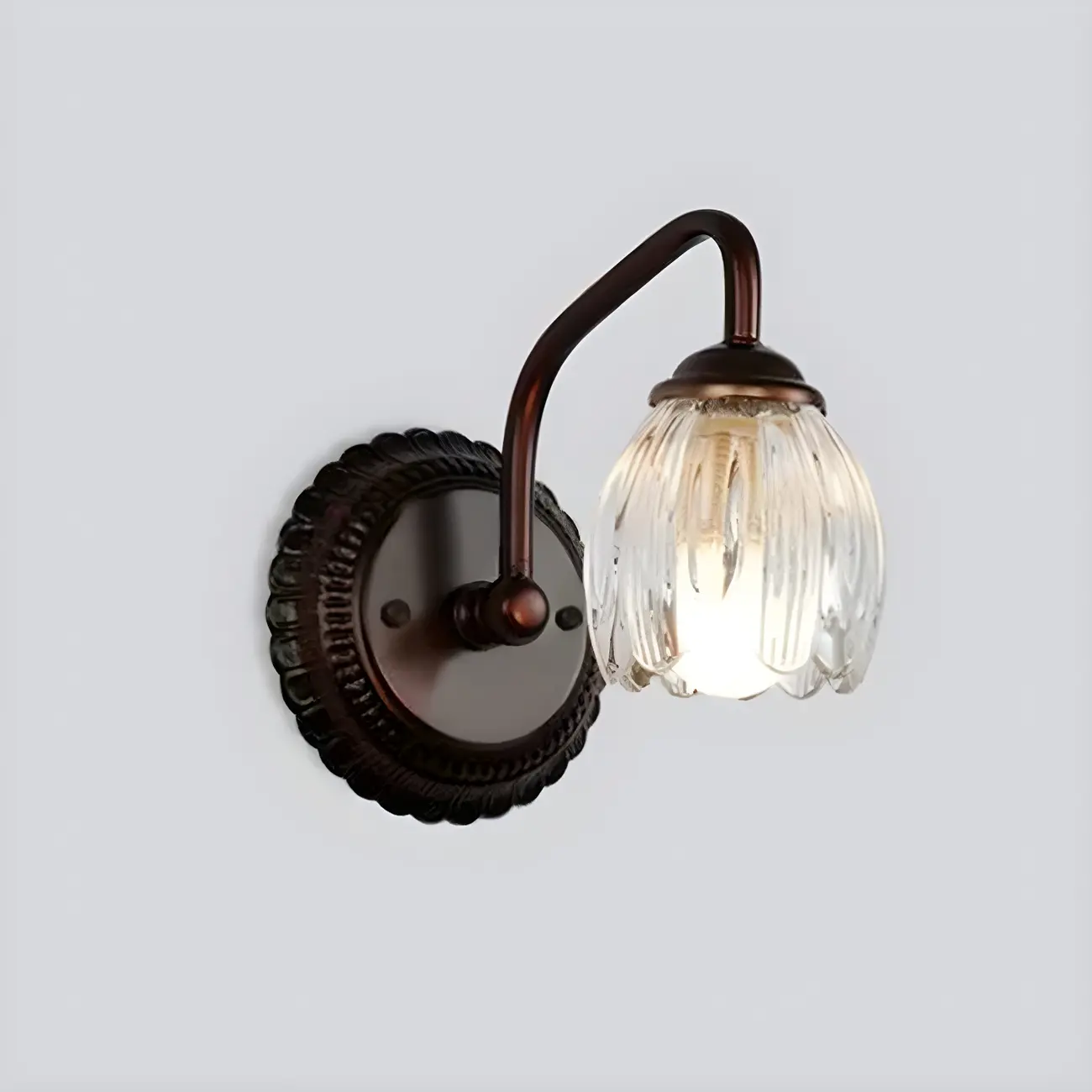 Elegant 3 heads Black Metal Wall Lamp with Crystal Globe
