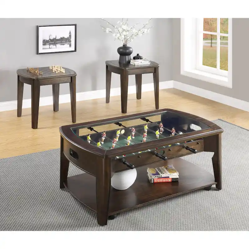 Steve Silver Darlington Dark Walnut Wood/Glass Foosball Coffee Table