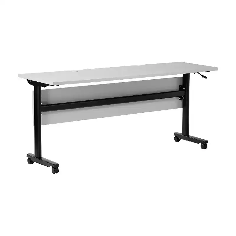 Flash Furniture Palmer Commercial Grade Heavy-Duty Nesting Flip Training Table with T-Legs, Modesty Panel, Tabletop, and Frame