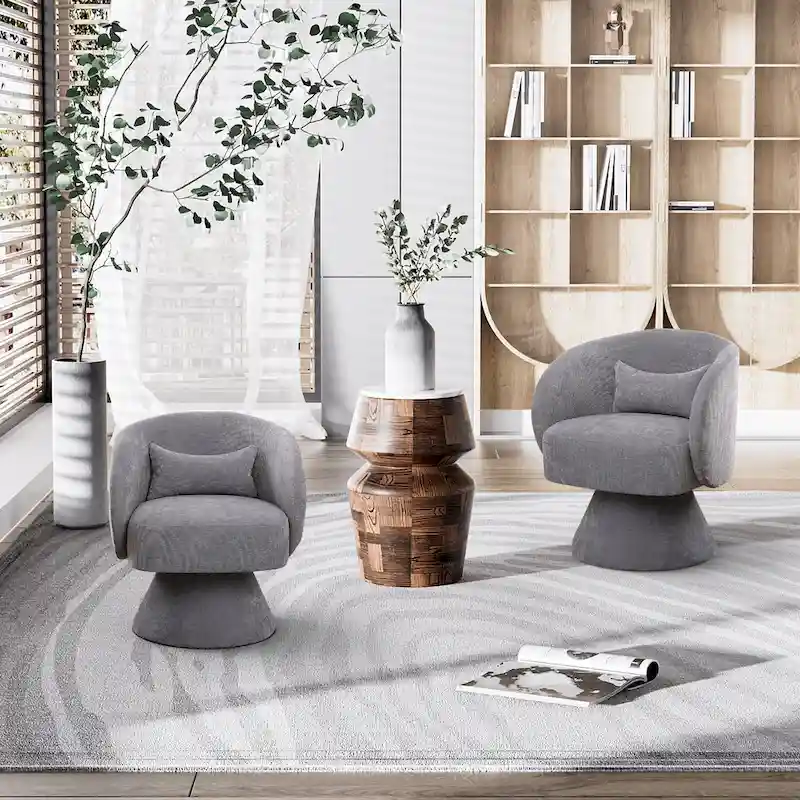 Ouyessir 360 Degree Modern Swivel Cuddle Barrel Sofa Chairs