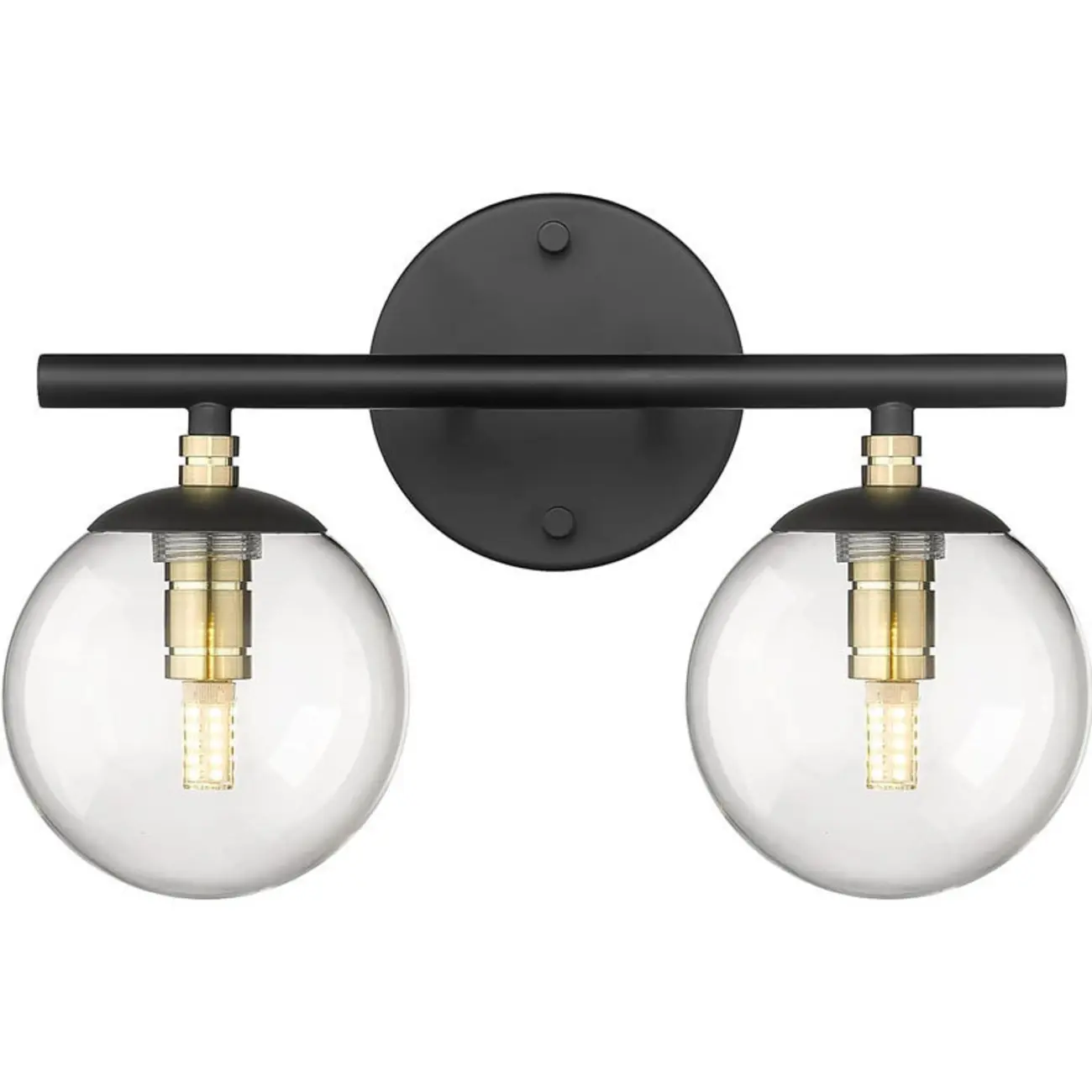 Wall-Mounted Spherical Black Glass Vanity Light