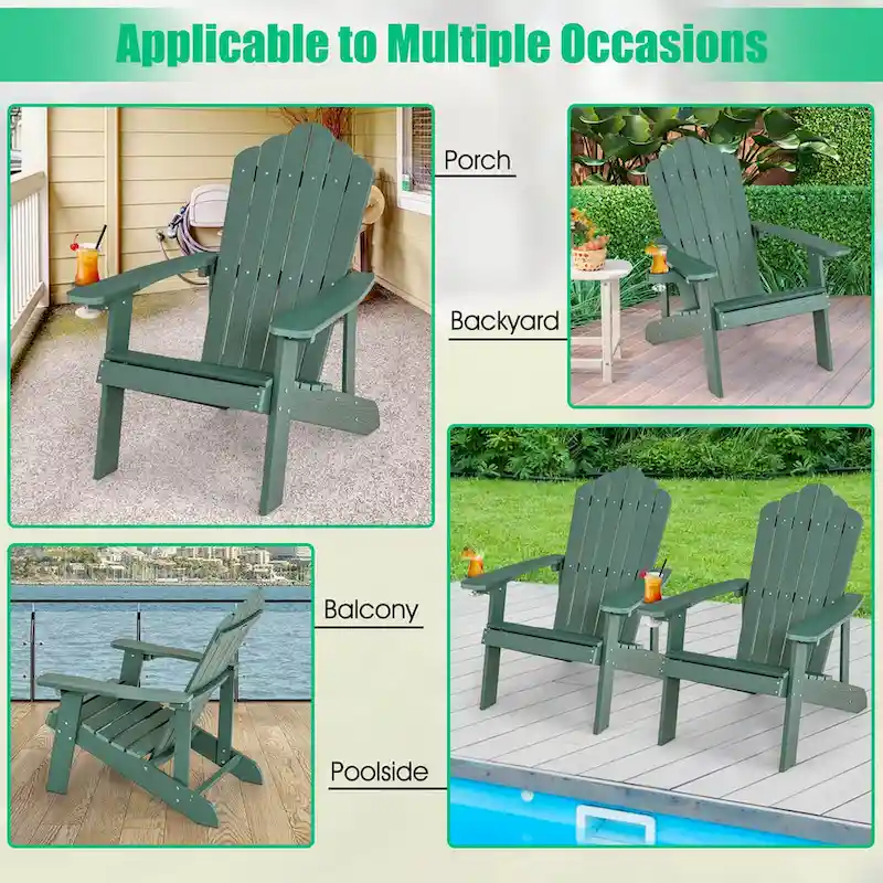 Costway Adirondack Chair HIPS Adirondack Chair with Cup Holder & - See Details
