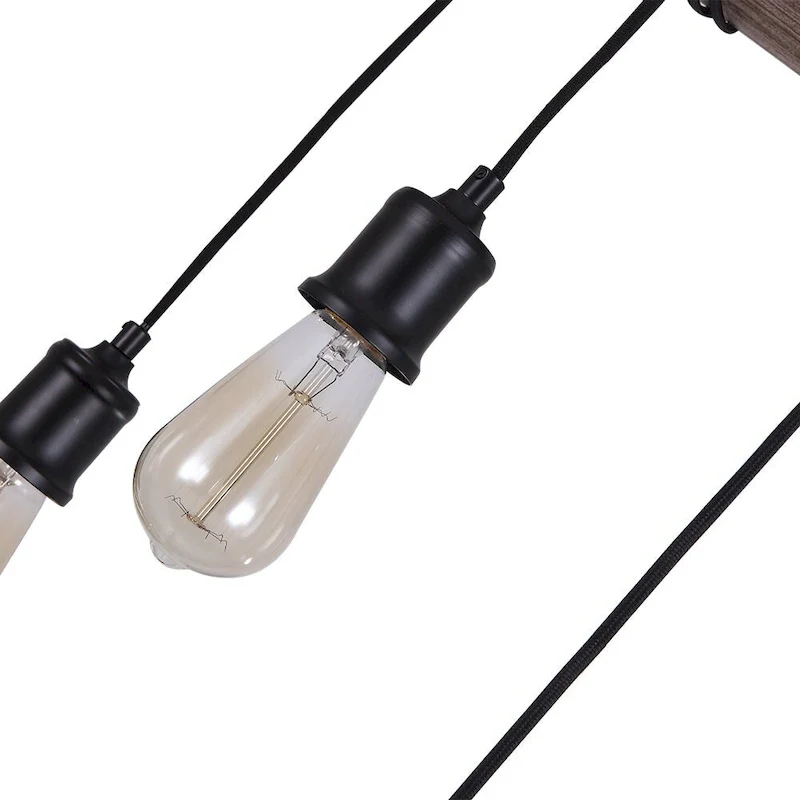 8-light Wooden Rope Kitchen Island Linear Pendant - Black