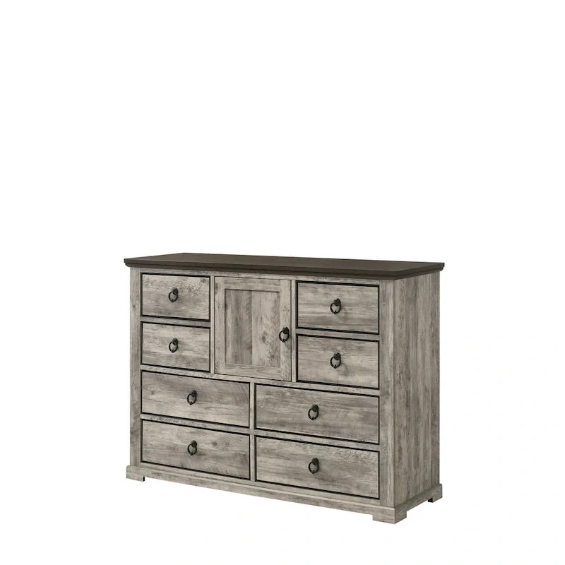 Aimon 3 Piece Gray Rustic Panel Bedroom Set