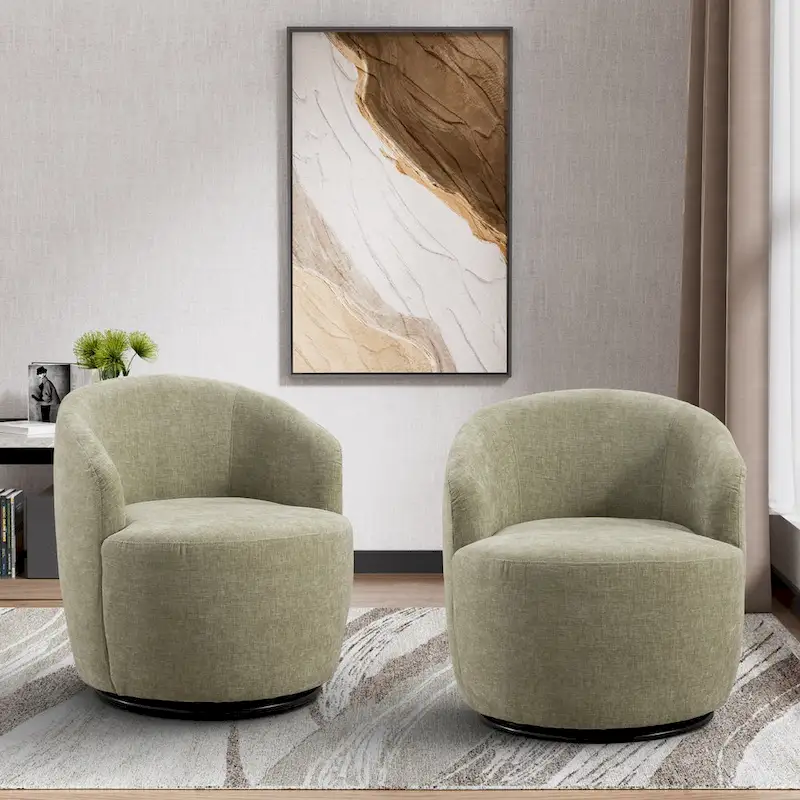 Ouyessir Accent Upholstered Round Velvet 360 Degree Swivel Sofa Chairs