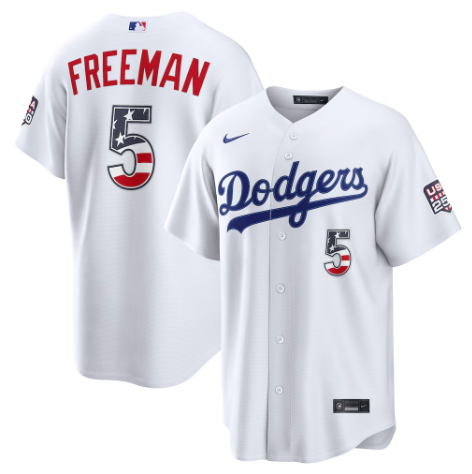 Los Angeles Dodgers Freddie Freeman White USA 250 Fourth of July Home Stadium Jersey