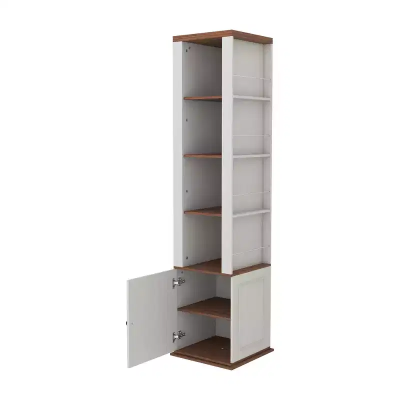 AndMakers Antique White Wood 15.74 in. Pantry Cabinet with 7 Shelves
