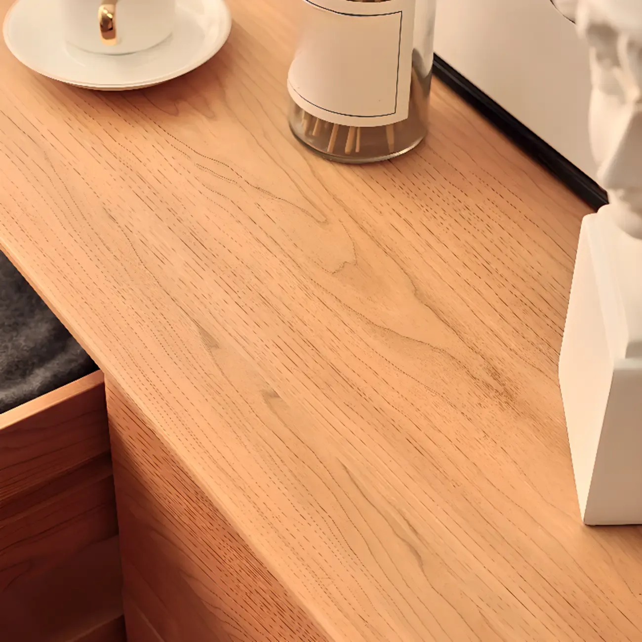 3 Tiers Traditional Natural Double Dresser with Gold Handles