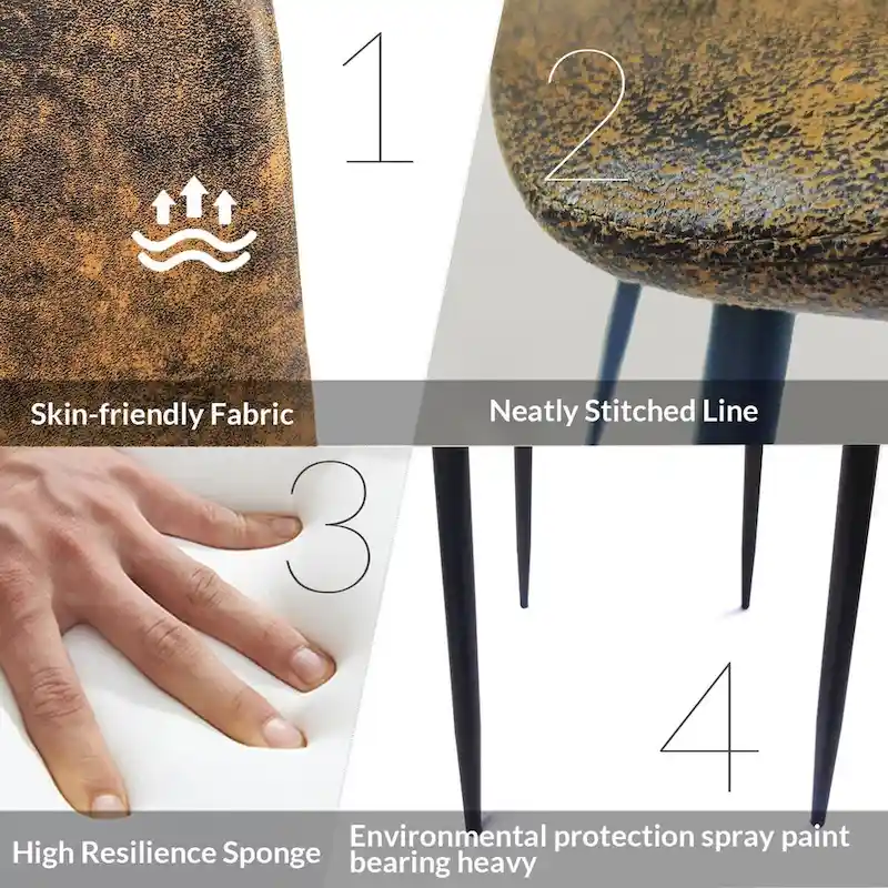 MDF Wood Colour Dining Table and Modern Dining Chairs Set of 4, Mid Century Wooden Kitchen Table Set, Metal Base & Legs