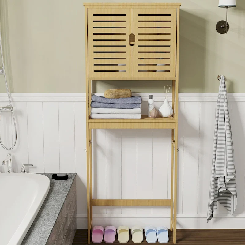 Bathroom Over The Toilet Storage Cabinet Organizer With Doors Shelves - 25  x 10  x 69