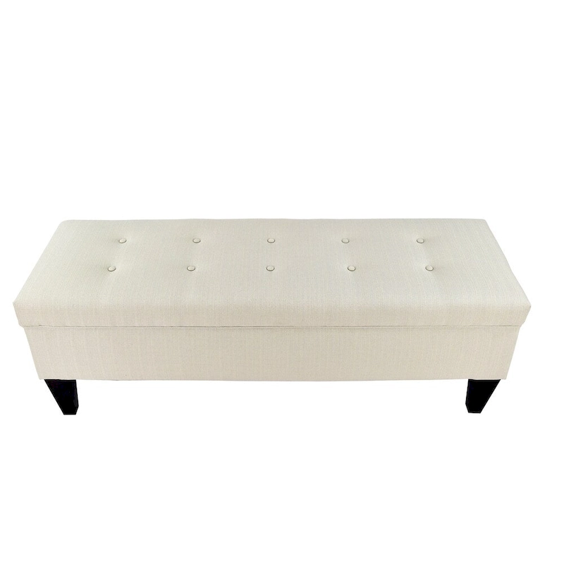 Sachi 10-Button Tufted Upholstered Long Storage Bench ottoman
