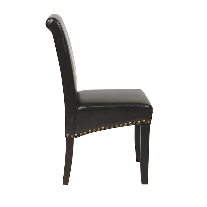 Brown Faux Leather Parsons Dining Chair with Nailhead Trim, 1-Person
