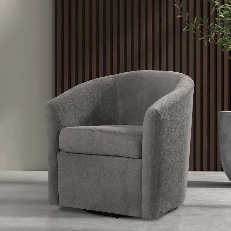 Barrel Style Swivel Accent Chair in Performance Fabric