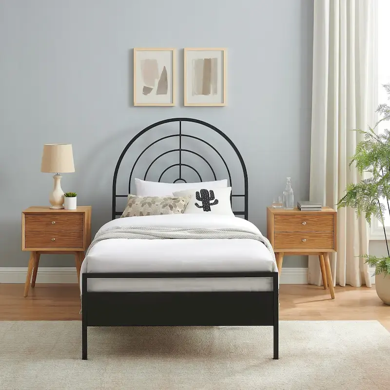 Modern Metal Arch Twin Bed Frame
