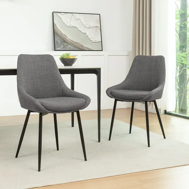 Porthos Home Orin Fabric Dining Chairs with Steel Legs, Set of 2