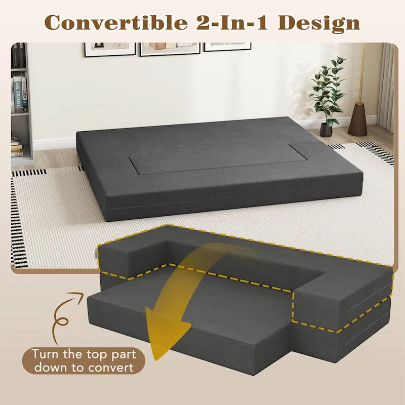 Costway 8-Inch Folding Sofa Bed with High-density Foam & Washable
