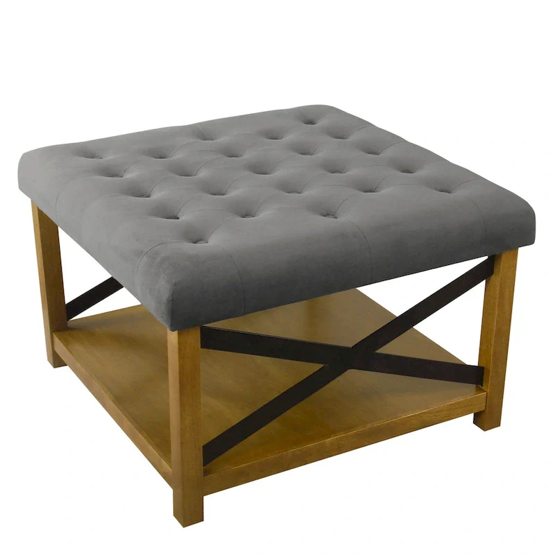 HomePop Tufted Top square cocktail Ottoman