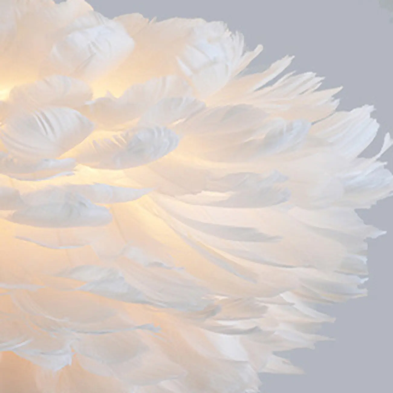 Modern White Feather Pendant Light Height Adjustable