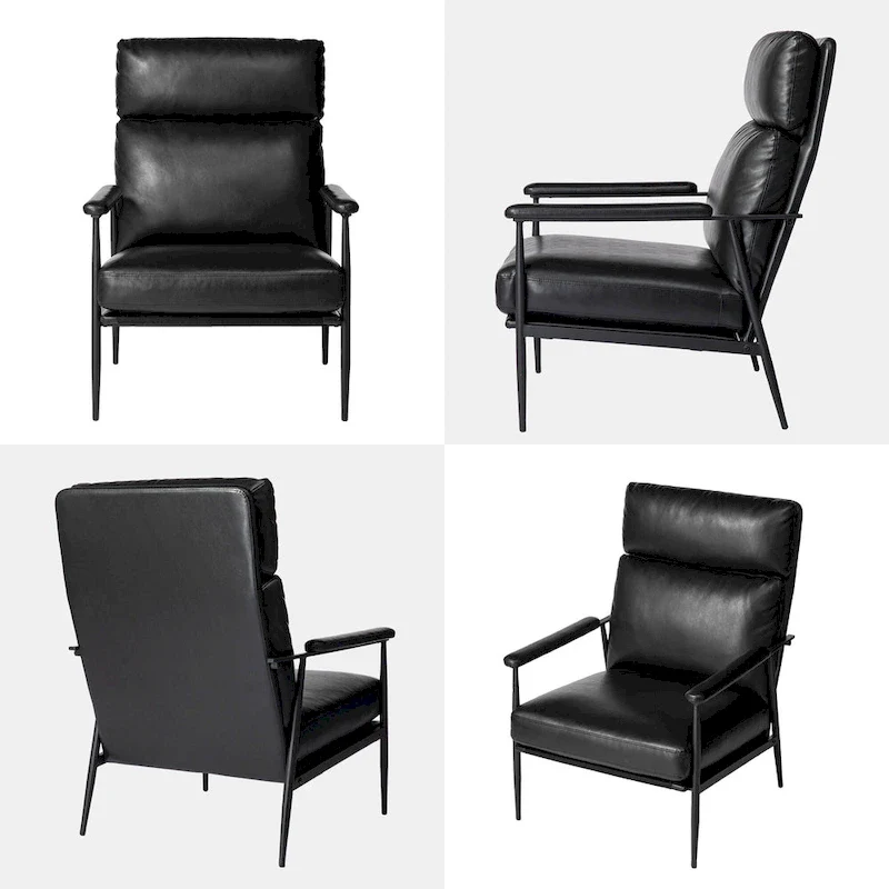 Mid-Century Modern Armchair with High Back and Padded Arms