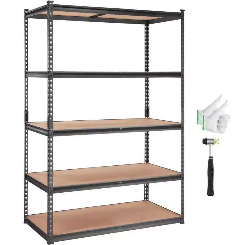 VEVOR Storage Shelving Unit, 5-Tier Adjustable, 2000 lbs Capacity, Heavy Duty Garage Shelves Metal Organizer Utility Rack, Black, 48L x 24W x 72H