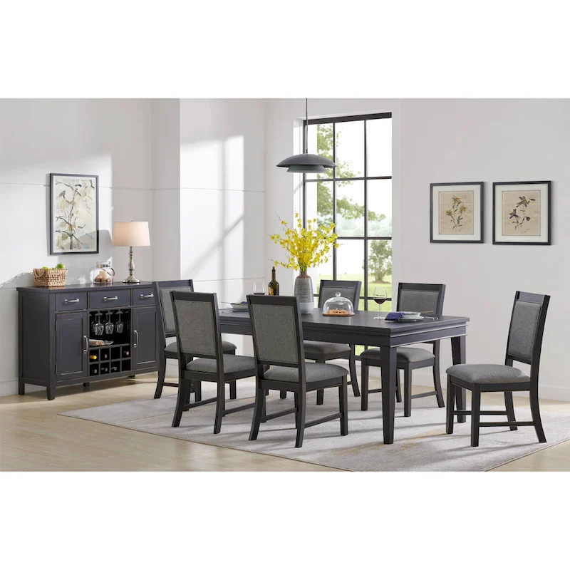 Extendable Dining Table - Antique White & Grey - Seats 6