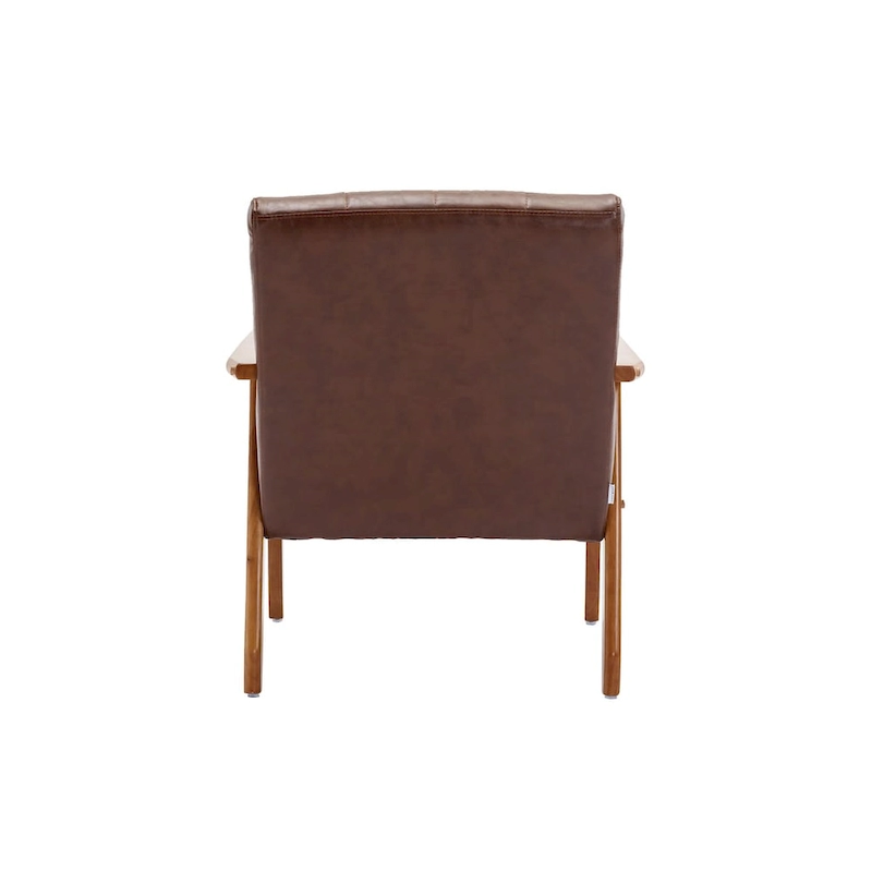 Mid-Century Modern Wooden Upholstered Accent Arm Chair