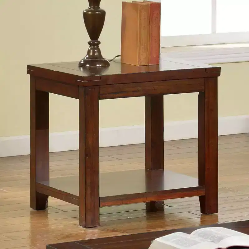 Gelena End Table Dark Cherry - miBasics: Modern Storage Shelf, Transitional Living Room Furniture
