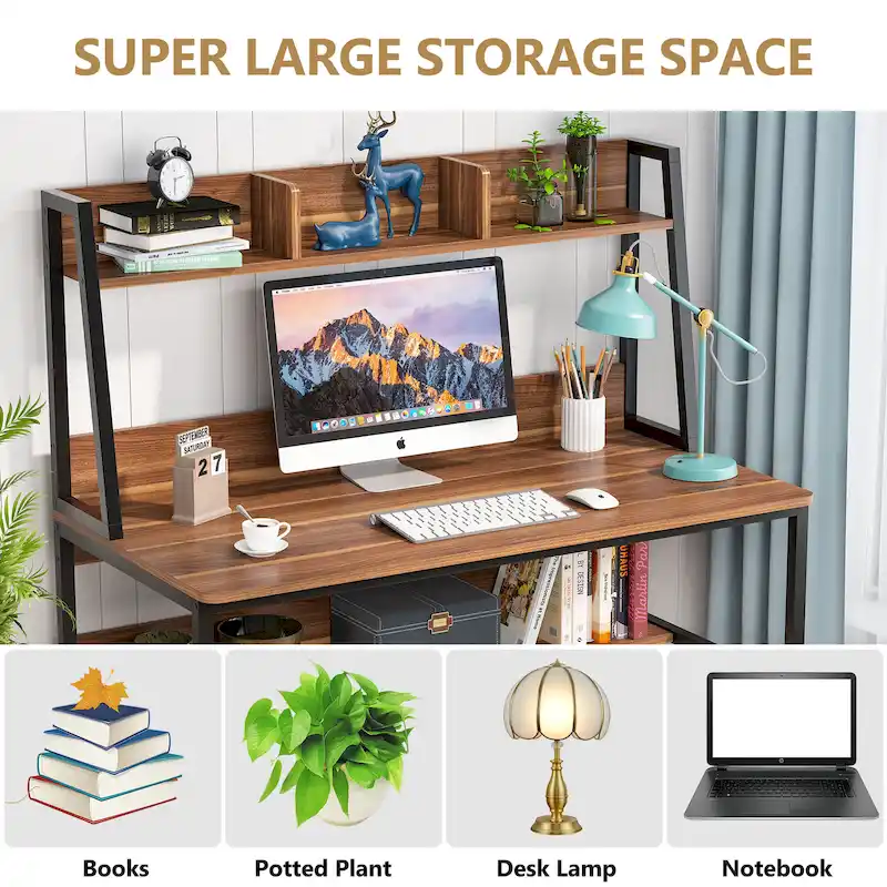 Computer Desk with Hutch and Bookshelf,Home Office Desk,Study Writing Table