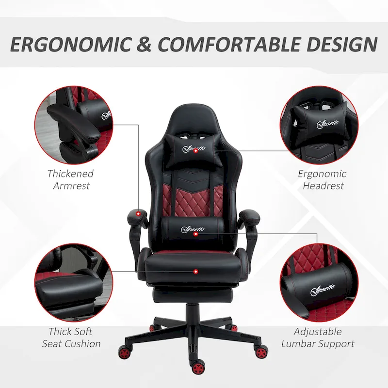 Vinsetto Gaming Chair Racing Style Office Ergonomic Chair Adjustable Height Swivel Recliner High Back PC Computer Desk Chair