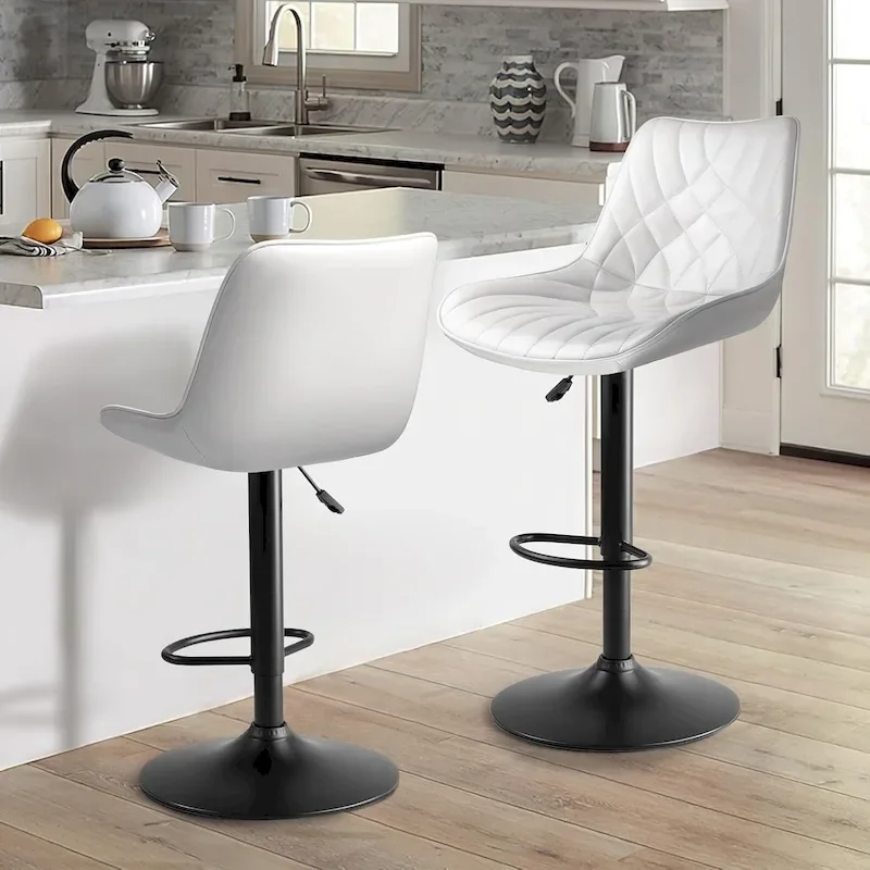 Bossin Bar Stools Set of 2 Height Adjustable,Swivel Counter Height Bar Stools with Back